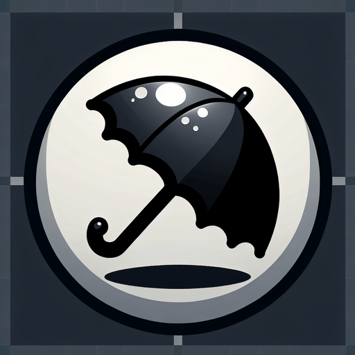 small black umbrella.
Single Game Texture. In-Game asset. 2d. Blank background. High contrast. No shadows.