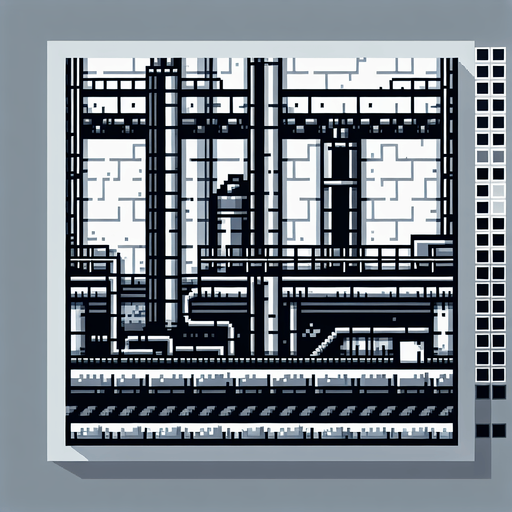 Pixel art, side view of a concrete factory floor . Single Game Texture. In-Game asset. 2d. Blank background. High contrast. No shadows.