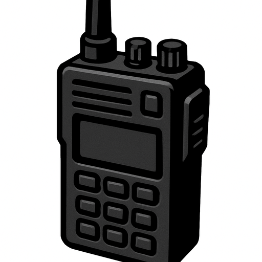 black walkie talkie.
In-Game asset.  2d.  High contrast.  No shadows