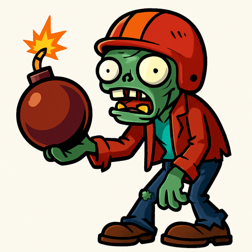 bombacı zombi plants vs zombies.
In-Game asset.  2d.  High contrast.  No shadows