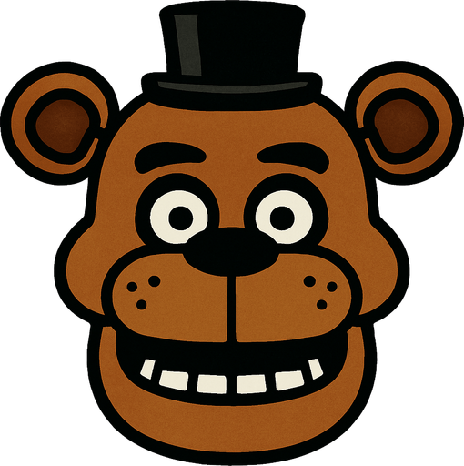 Mascara de Freddy Fazbear.
In-Game asset.  2d.  High contrast.  No shadows
