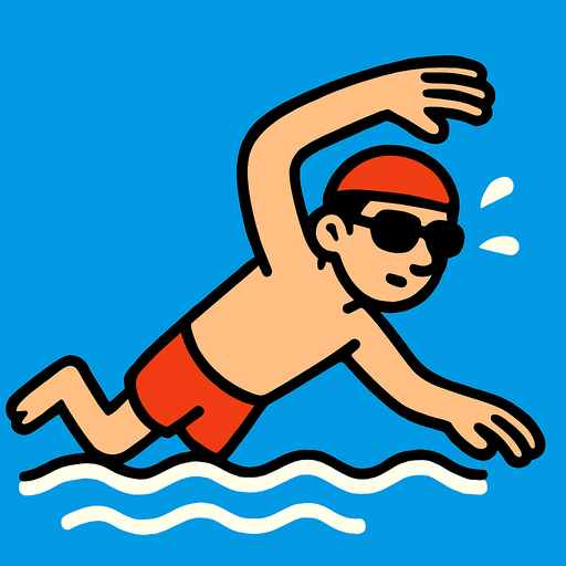 make a animated guy swimming.
In-Game asset.  2d.  High contrast.  No shadows