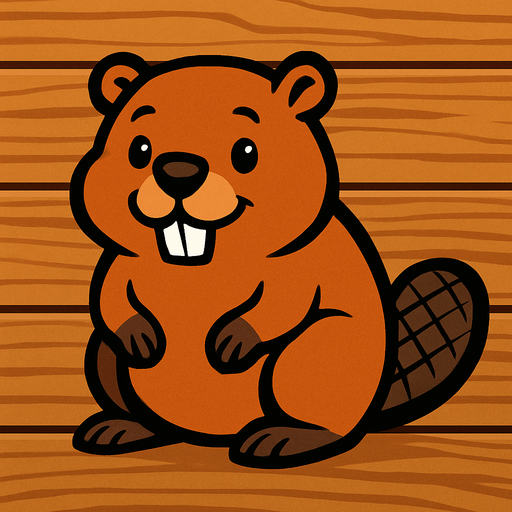 A beaver with wooden background.
In-Game asset.  2d.  High contrast.  No shadows