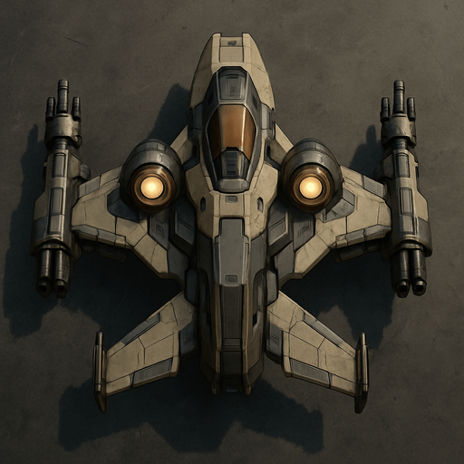 combat drone spaceship top view.
