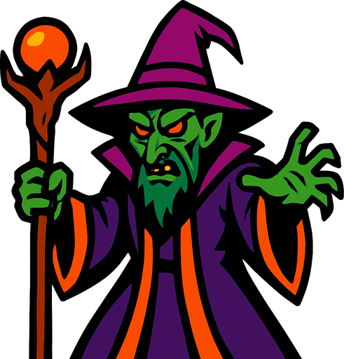 bad wizard.
In-Game asset.  2d.  High contrast.  No shadows