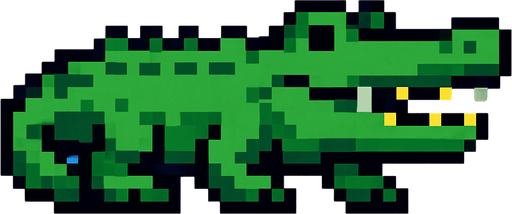 Crocodile pixel.
In-Game asset.  2d.  High contrast.  No shadows