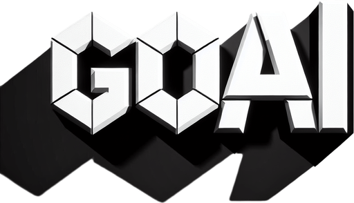 message that reads ''GOAL''. black and white. Single Game Texture. In-Game asset. 2d. Blank background. High contrast. No shadows.