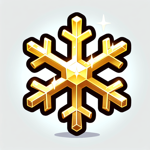 a golden snowflake, cartoon Single Game Texture. In-Game asset. 2d. Blank background. High contrast. No shadows.