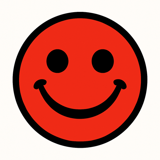 red smiley ball.
In-Game asset.  2d.  High contrast.  No shadows