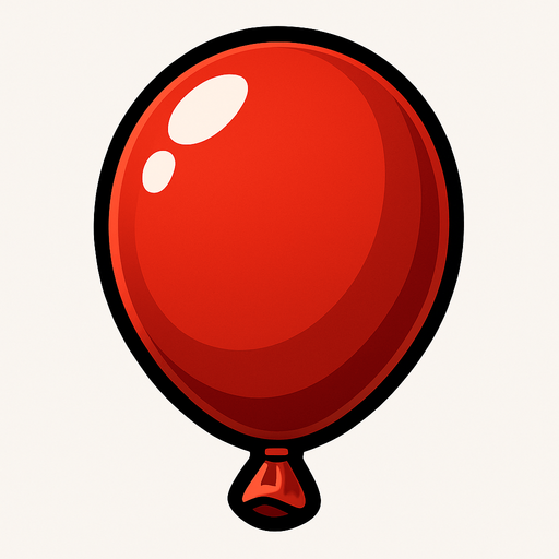 A red balloon without the string..
In-Game asset.  2d.  High contrast.  No shadows