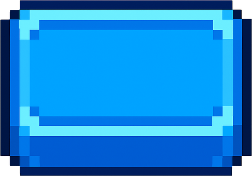 Crea un botón de color azul pixel.
In-Game asset.  2d.  High contrast.  No shadows