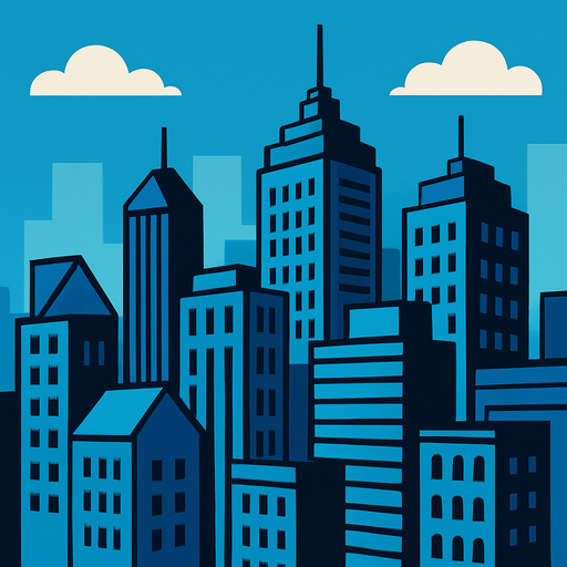 Make the city background.
In-Game asset.  2d.  High contrast.  No shadows