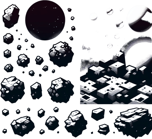 space rock.
Single Game Texture. In-Game asset. 2d. Blank background. High contrast. No shadows.