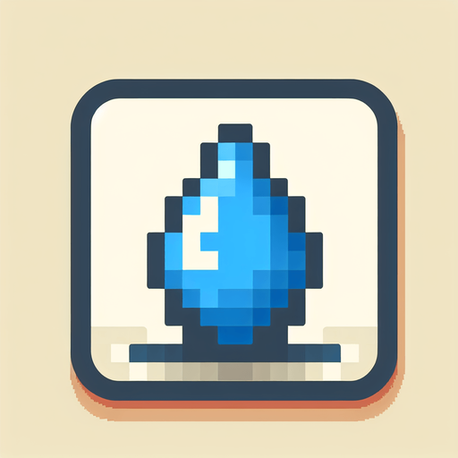 8 bit water droplet no shadows.
Single Game Texture. In-Game asset. 2d. Blank background. High contrast. No shadows.