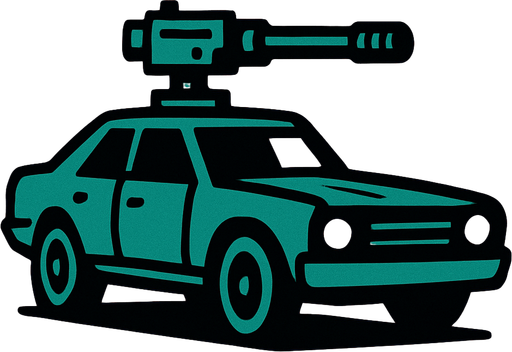 a car with a gun on it.
In-Game asset.  2d.  High contrast.  No shadows