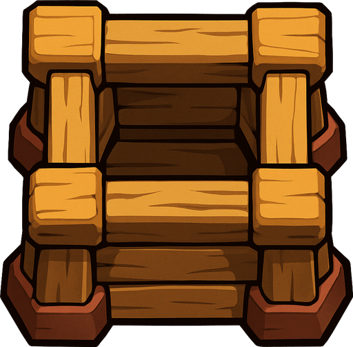 Wooden Tower base like the ones the Cannons in Clash of Clans have.
In-Game asset.  2d.  High contrast.  No shadows. Topdown