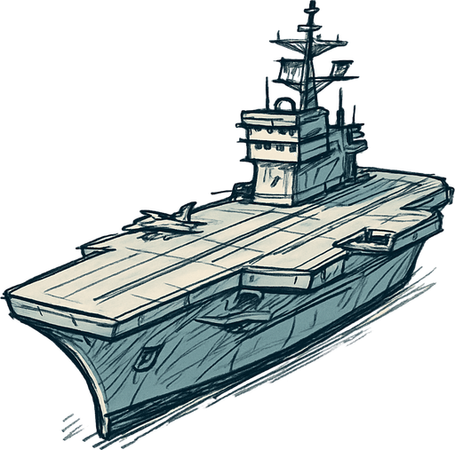 sketch tarzında carrier gemisi.
In-Game asset.  2d.  High contrast.  No shadows