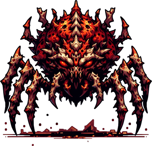 a cartoon bug. evil looking. red and brown color..
Single Game Texture. In-Game asset. 2d. Blank background. High contrast. No shadows.