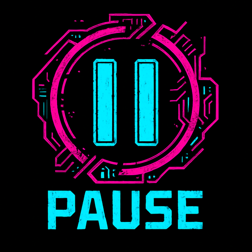 Cyberpunk style pause symbol.
In-Game asset.  2d.  High contrast.  No shadows