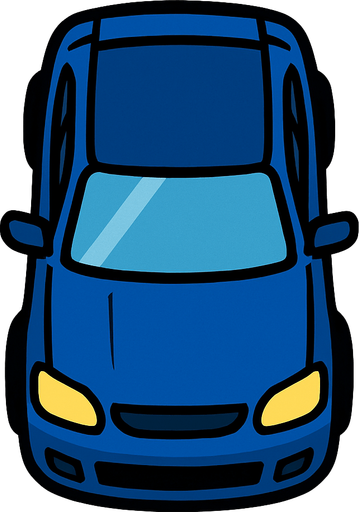 car bird's eye view.
In-Game asset.  2d.  High contrast.  No shadows