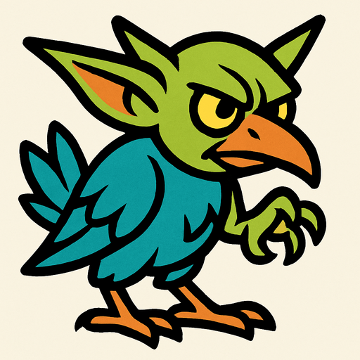 2d bird goblin.
In-Game asset.  2d.  High contrast.  No shadows