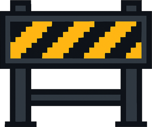 a black barricade with yellow lines on it but pixel art style
. No background. Transparent background. Blank background. No shadows. 2d. In-Game asset. flat