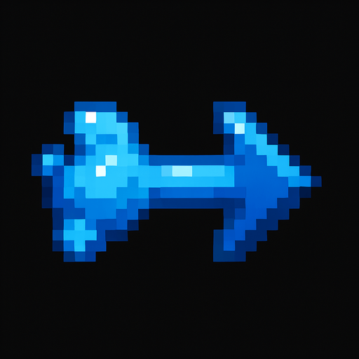Flecha azul de Slime , pixelart.
In-Game asset.  2d.  High contrast.  No shadows