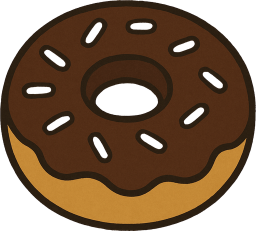Chocolate donut in professor Layton game style artwork.
In-Game asset.  2d.  High contrast.  No shadows