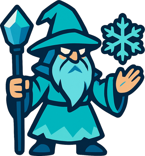 2d in game asset ice wizard.
In-Game asset.  2d.  High contrast.  No shadows
