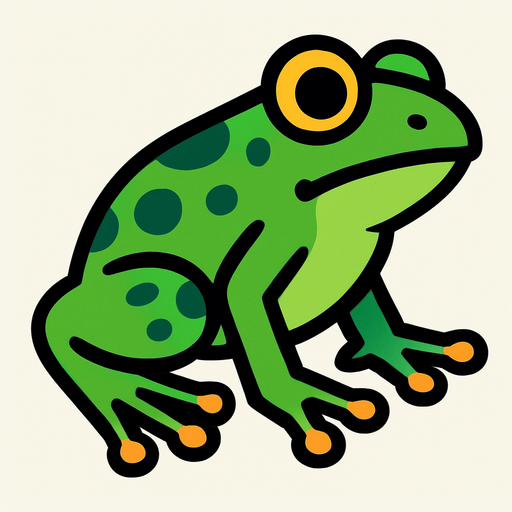 Kuyruğu Yok Olmuş Genç Kurbağa.
In-Game asset.  2d.  High contrast.  No shadows