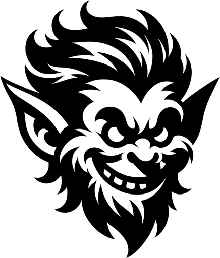 a b&w grinch icon Single Game Texture. In-Game asset. 2d. Blank background. High contrast. No shadows.