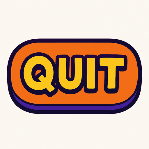 Quit button for video game.
In-Game asset.  2d.  High contrast.  No shadows