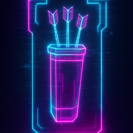Neon cyberpunk quiver of arrows hologram