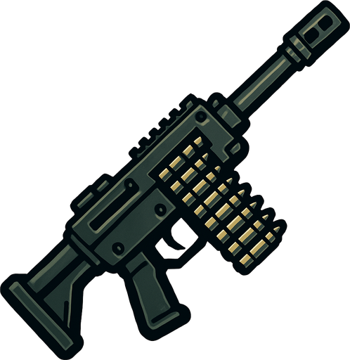 yüksek çözünürlüklü topdown bakış açısı makineli tüfek olsun.
In-Game asset.  2d.  High contrast.  No shadows