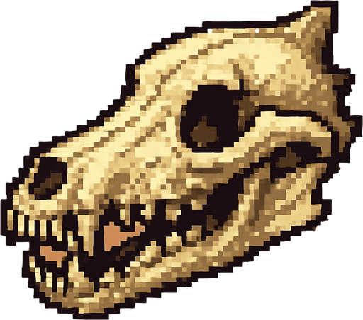 2d pixel art high quality wold skull.
In-Game asset.  2d.  High contrast.  No shadows