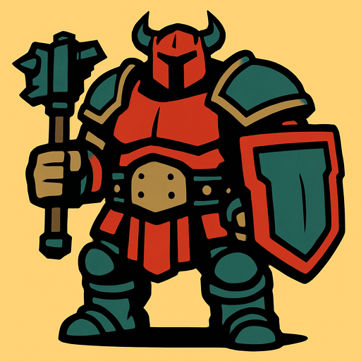 bulky warrior like a tank.
In-Game asset.  2d.  High contrast.  No shadows
