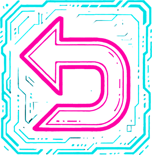 Cyberpunk style return symbol.
In-Game asset.  2d.  High contrast.  No shadows