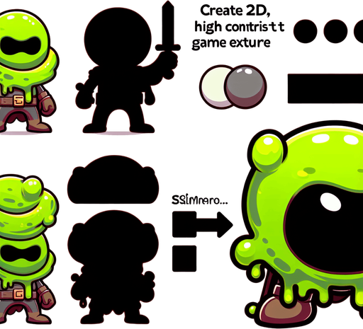 Slime Hero, Single Game Texture. In-Game asset. 2d. High contrast. No shadows..
Single Game Texture. In-Game asset. 2d. Blank background. High contrast. No shadows.