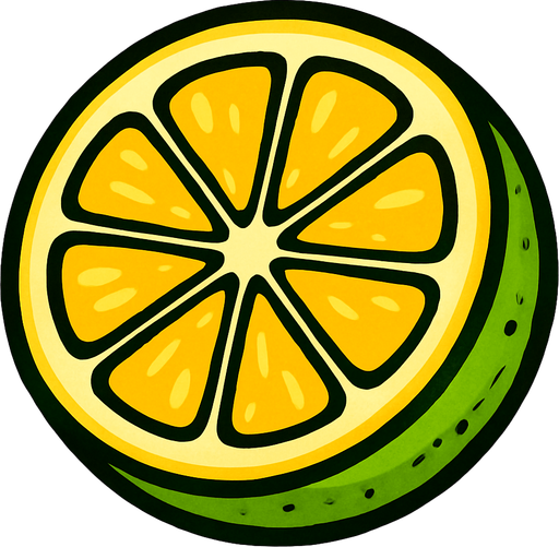 Limon Circular Cortado por la mitad.
In-Game asset.  2d.  High contrast.  No shadows. Cartoon.