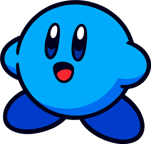 Blue kirby.
In-Game asset.  2d.  High contrast.  No shadows