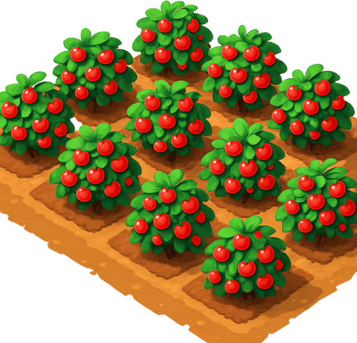 Una plantación de frutas rojas.
In-Game asset.  No shadows