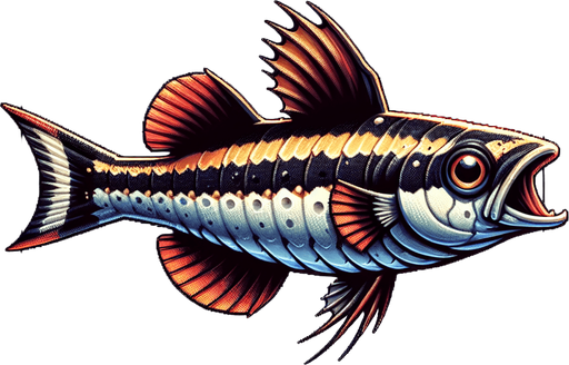 A realistic dartfish.
Single Game Texture. In-Game asset. 2d. Blank background. High contrast. No shadows.
