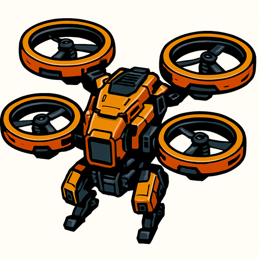 scifi quad copter drone.
In-Game asset.  2d.  High contrast.  No shadows