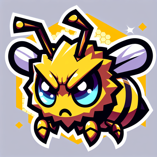 simple 2d anime angry yellow jacket hornet.
Single Game Texture.  In-Game asset.  2d.  Blank background.  High contrast.  No shadows