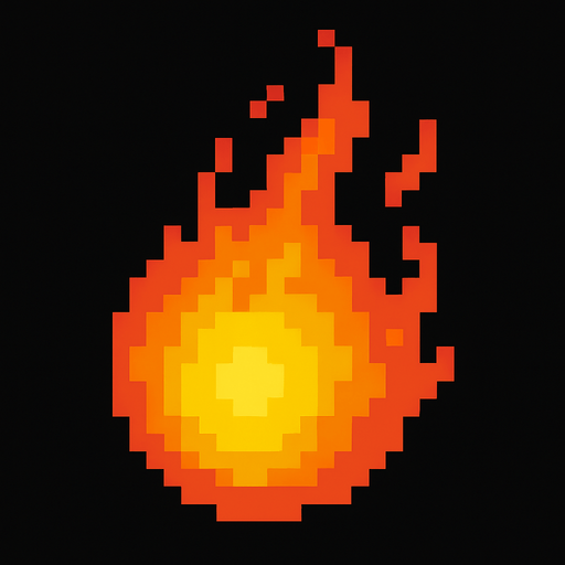 fire ball.
In-Game asset.  2d.  High contrast.  No shadows. pixel