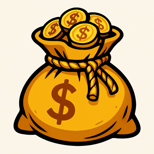 altın kesesi.
In-Game asset.  2d.  High contrast.  No shadows