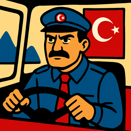 türk milliyetçisi  şöför.
In-Game asset.  2d.  High contrast.  No shadows