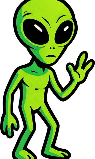 Alien transparent background.
In-Game asset.  2d.  High contrast.  No shadows