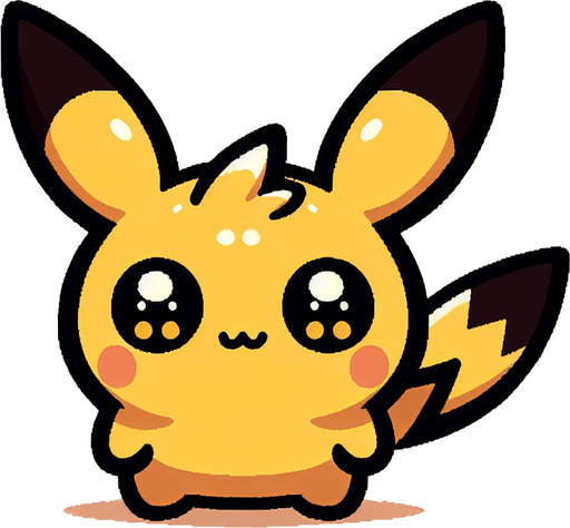 Generate an image of a pikachu  from Pokémon.
Single Game Texture. In-Game asset. 2d. Blank background. High contrast. No shadows.