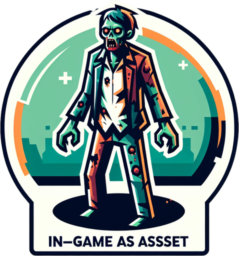 zombie.
Single Game Texture. In-Game asset. 2d. Blank background. High contrast. No shadows.